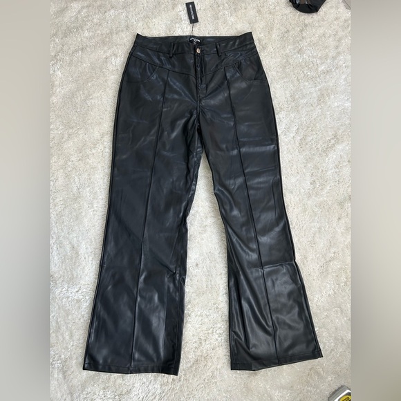 PLT Black Leather Women Jeans - Picture 1 of 2